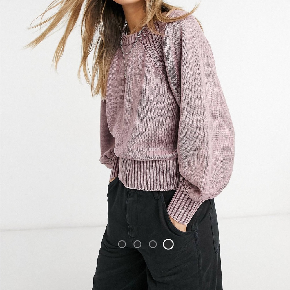 sweater with stitch detail in acid wash in purple